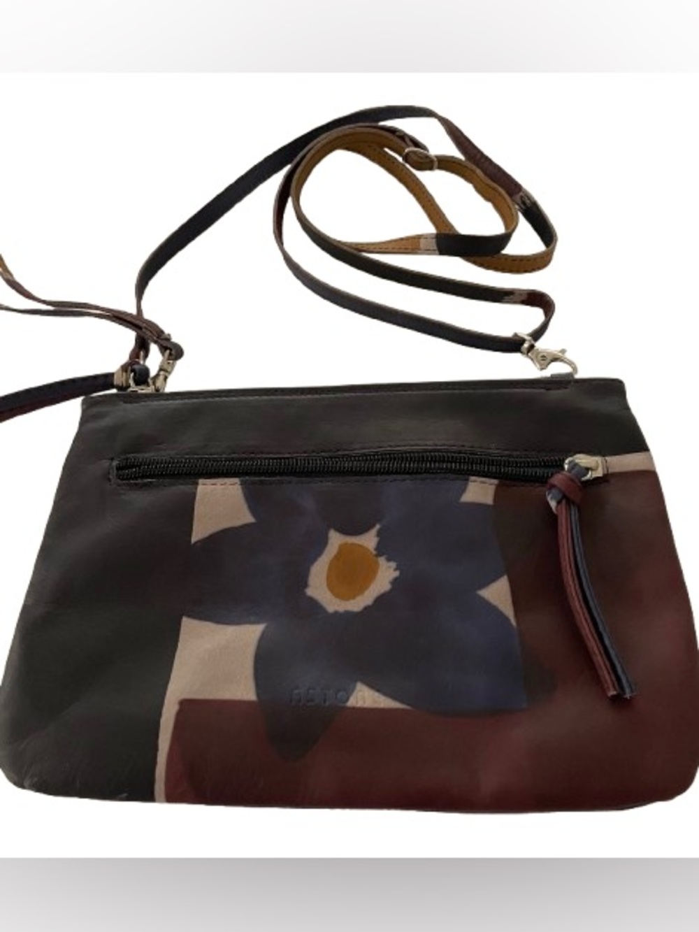 Astore Floral Accent Crossbody Bag in Navy and Wine